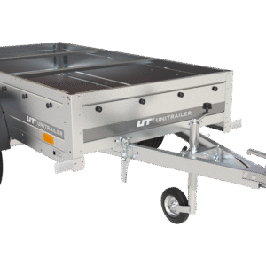 Praktischer PKW-Anhänger Garden Trailer 200 Kipp mit kippbarer Deichsel, blauer Plane