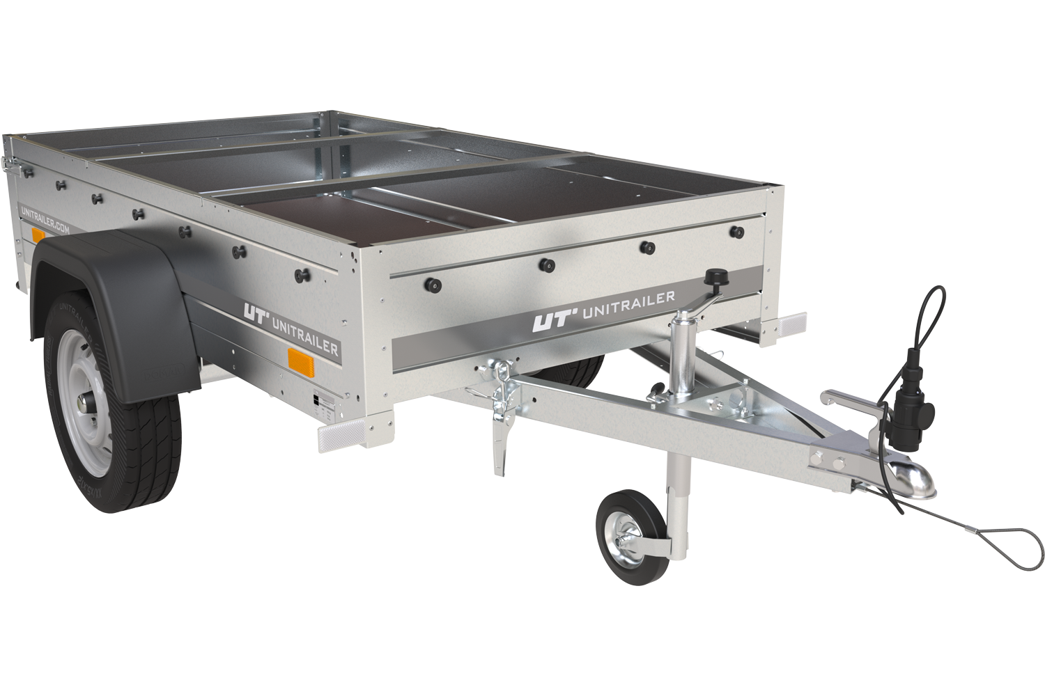 Praktischer PKW-Anhänger Garden Trailer 200 Kipp mit kippbarer Deichsel, blauer Plane